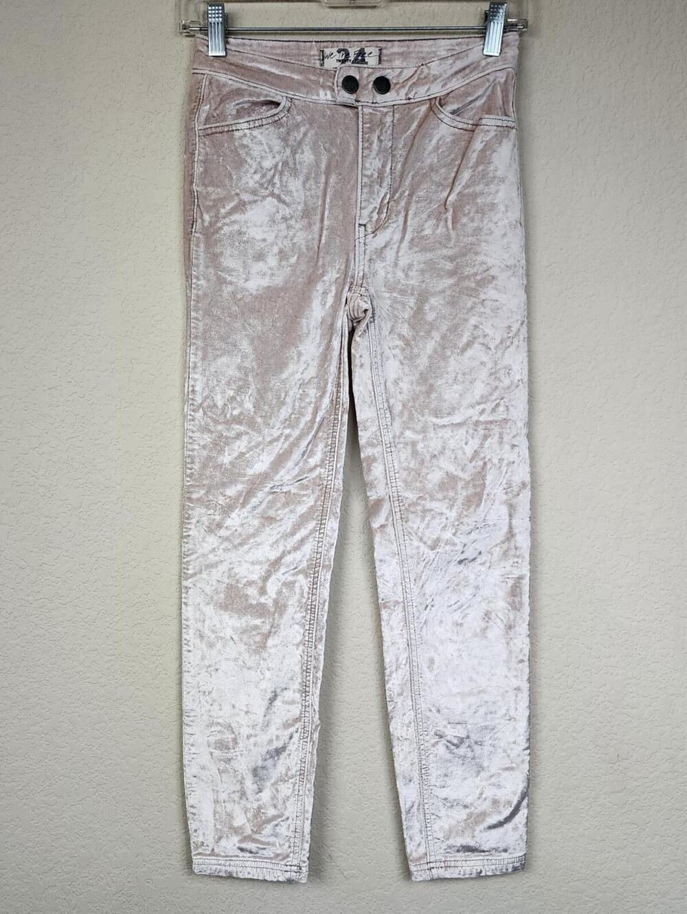 Free People Champagne Velvet Velour Skinny Pants